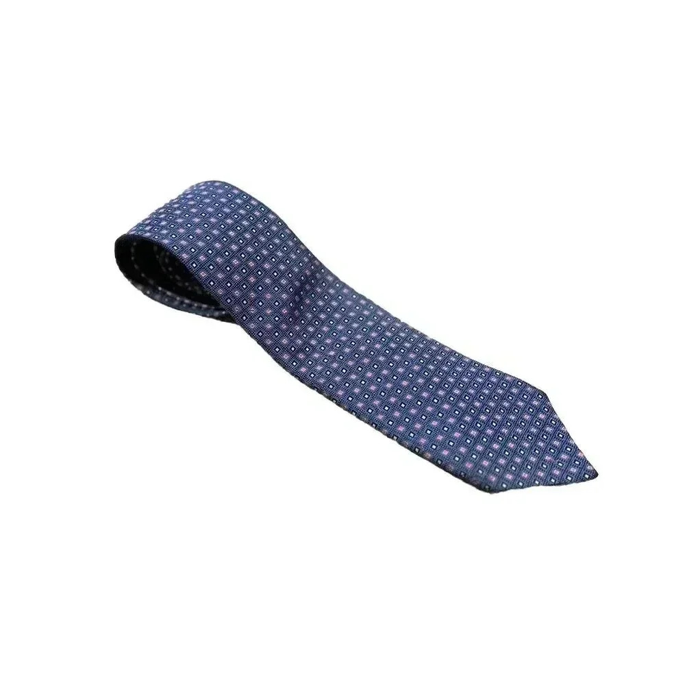 Brooks Brothers Makers and Merchants Tie Mens 100% Silk Made USA Geo XLpink Neck